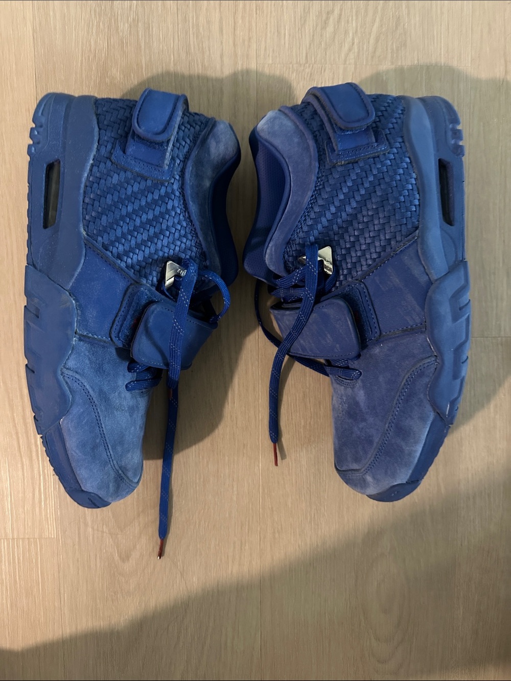 Nike OBJ- Blue Suede Woven Mid-Top Sneakers